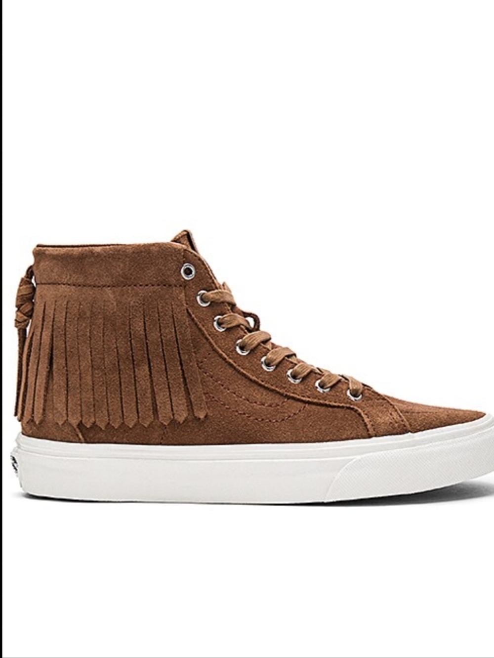 Vans Sk8-Hi Moc Brown Suede High-Top Sneaker with Fringe Sz 7